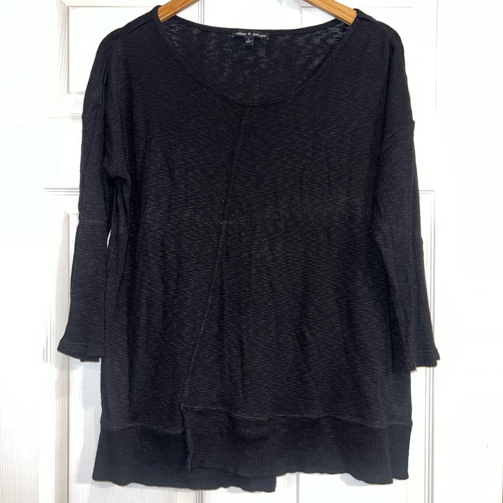 Cable & Gauge Black 3/4 Sleeve Boxy Tunic. Size Large. EUC